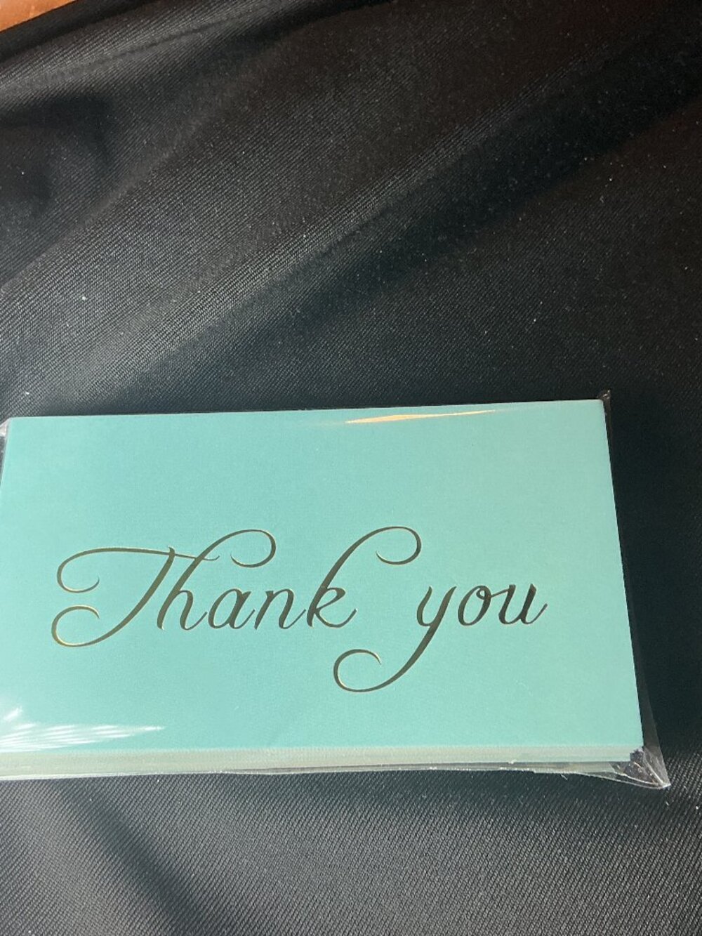 ★ 25 Aqua Blue Thank You Cards Gold Foil Blank Back Package Inserts